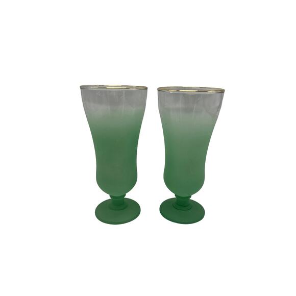 Vintage Blendo Pastel Frosted Ombre Cocktail Glasses Set of 2 - Picture 1 of 3